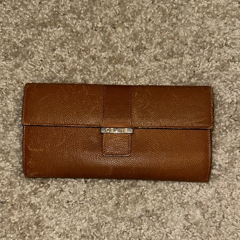Vintage Celine Tan Leather Wallet